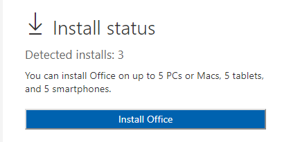 Office 2016 Install Button